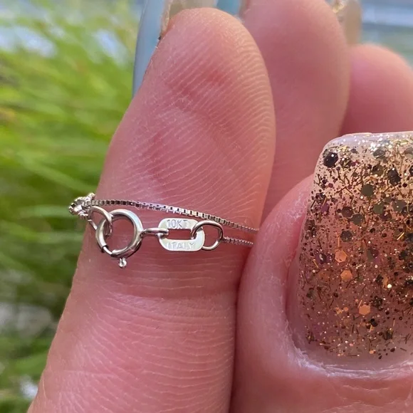 Pave white Gold necklace with charm - Picture 4 of 5